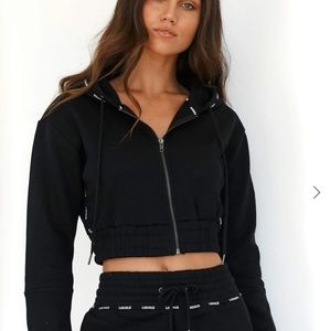Black Zip Up Scrunchie Hoodie